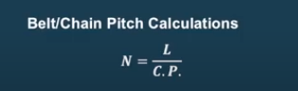 belt-chain-pitch-calculation.png formula for calculating the pitch of a belt or chain in a drive system